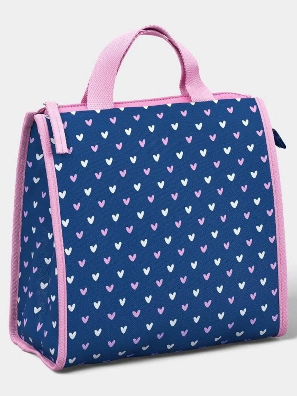Heart Print White Navy & Pink Backpack Matching Sets Water Bottle Lunch Bag